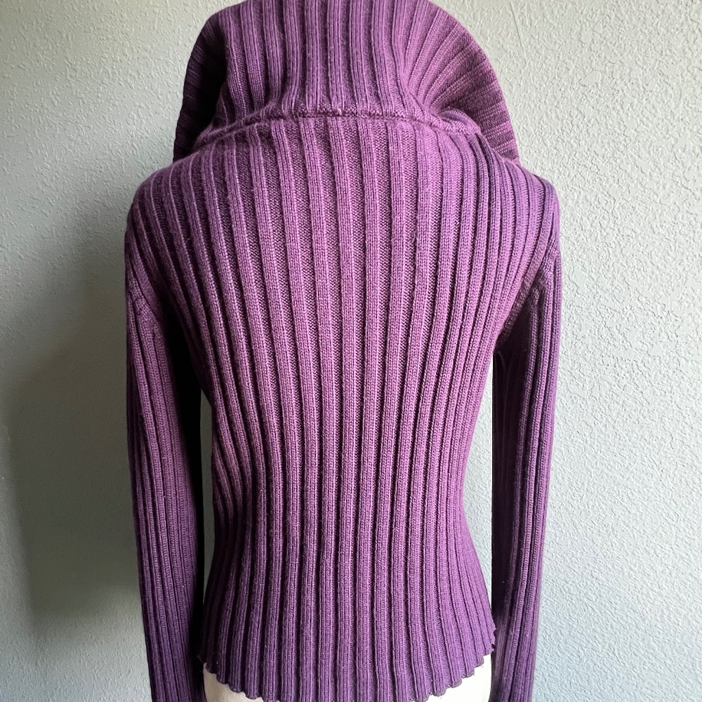 Purple Ribbed Zip Up Cardigan - Picture 5 of 11
